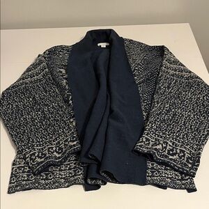 Navy and Cream Women's Cardigan